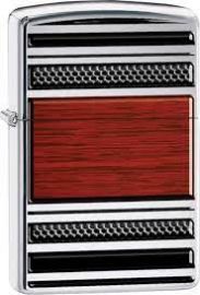 ZIPPO 28676 STEEL AND WOOD HI POLISH