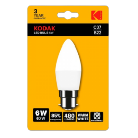 ΛΑΜΠΕΣ LED C37/B22 6W KODAK WARM X 2TMX