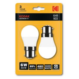 ΛΑΜΠΕΣ LED G45/B22 6W KODAK WARM X 2TMX
