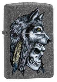 ZIPPO 29863 WOLF SKULL FEATHER DESIGN 
