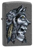 ZIPPO 29863 WOLF SKULL FEATHER DESIGN 