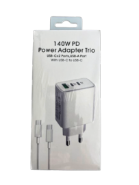 ΦΟΡΤΙΣΤΗΣ 140W PD POWER TRIO ( USB-C X2 PORTS, USB-A PORT WITH USB -C TO USB -C )  