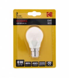 ΛΑΜΠΕΣ LED G45/B22 6W KODAK WARM