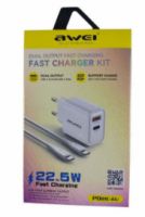ΦΟΡΤΙΣΤΗΣ (22,5W) TYPE C TO TYPE C (PD81C-EU)DUAL OUTPUT- AWEI
