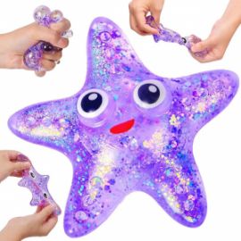 NET- SQUEEZE GLITTER STARFISH BALL - DISPLAY 12TMX. 