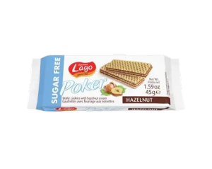 LAGO POKER (SUGARFREE HAZELNUT) WAFFERS 20 X 45G